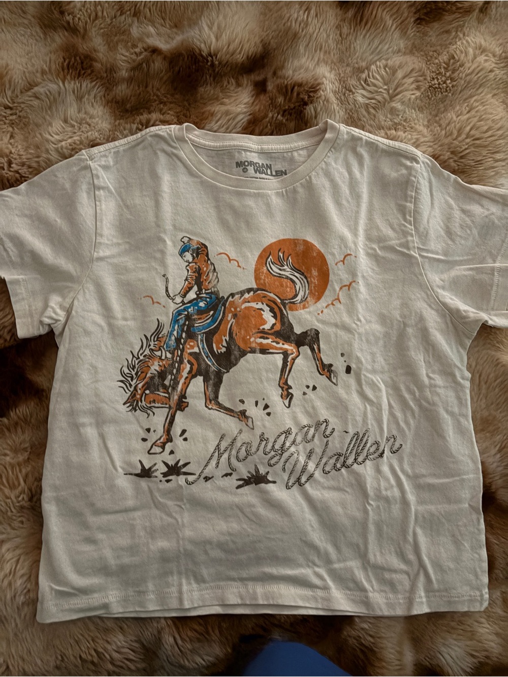 Morgan Wallen Women's White Graphic Tee - Rodeo Bucking Bronco